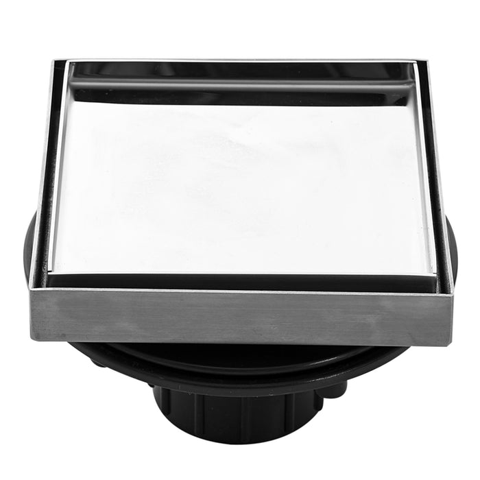 Aquamoon  Tile Insert 4 X 4  Linear Shower Drain, 316 Stainless Steel Square With Hair Strainer