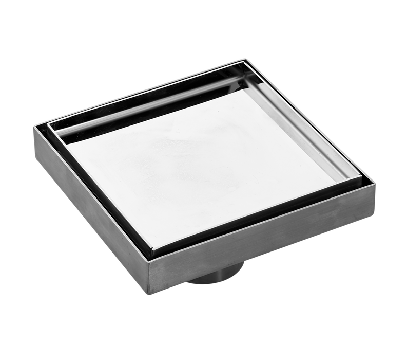 Aquamoon  Tile Insert 6 X 6  Linear Shower Drain, 316 Stainless Steel Square With Hair Strainer