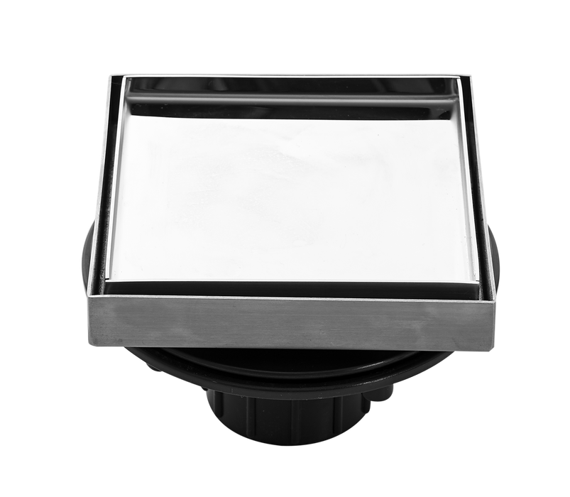 Aquamoon  Tile Insert 6 X 6  Linear Shower Drain, 316 Stainless Steel Square With Hair Strainer