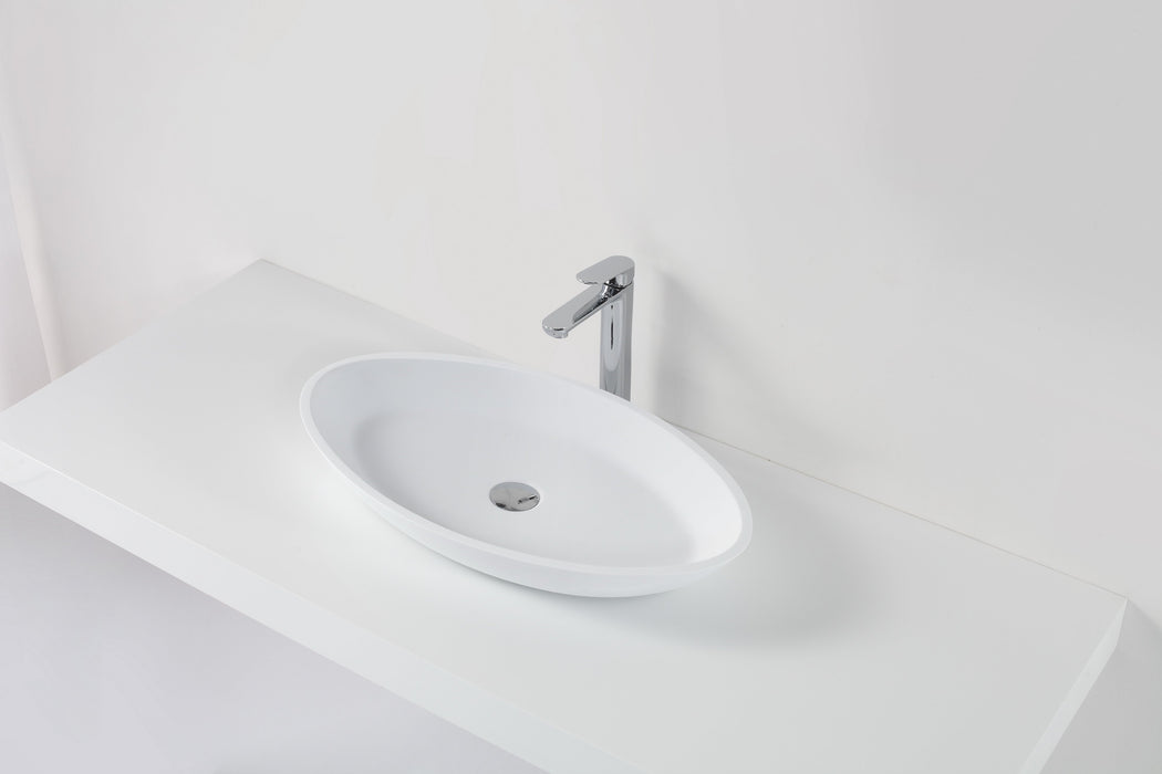 Aquamoon 1305 White  Modern Oval Vessel Solid Surface 27.25 X 15.6 X 3.6