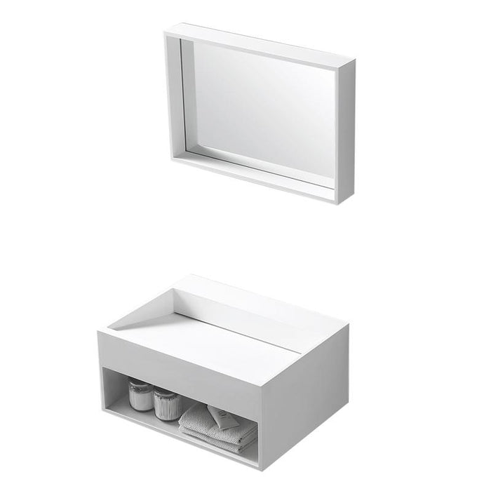 Aquamoon Midtown 24" Rectangular Solid Surface Wall Mounted Sink White Matte