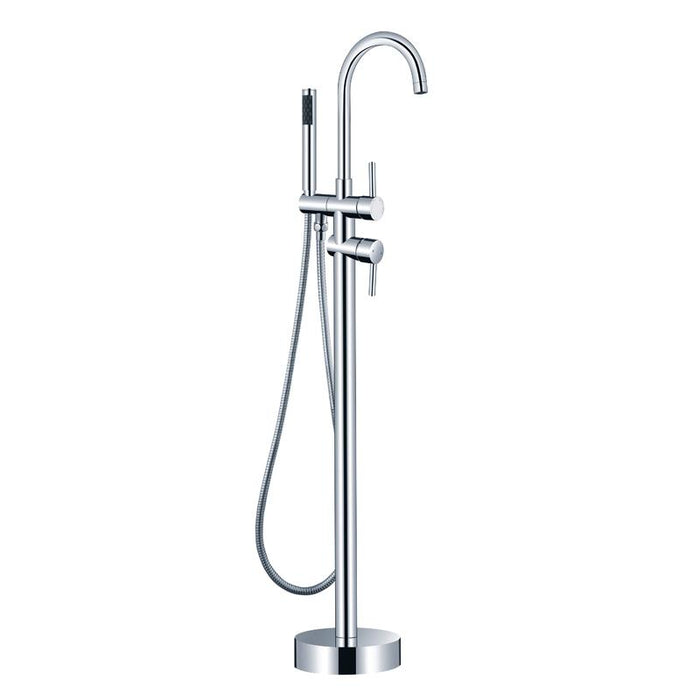 Aquamoon Mia Chrome Freestanding Bathtub Faucet Tub Filler Floor Mount Single Handle With Hand Shower