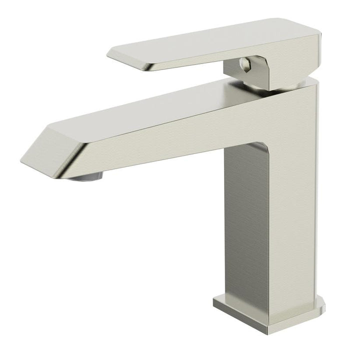 Aquamoon Cubic Single Hole Mount Bathroom Vanity Faucet Brushed Nickel Finished
