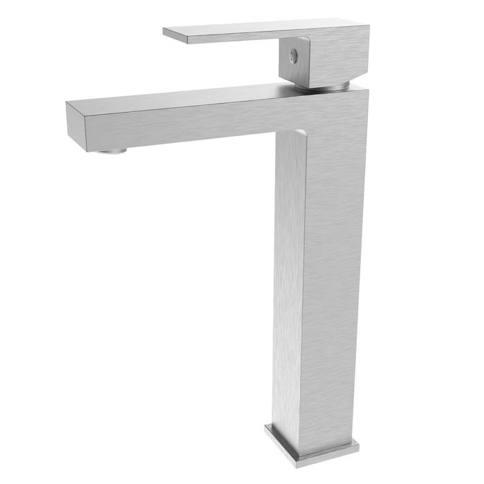 Aquamoon Milan Single Hole Vessel Bathroom Vanity Faucet Brushed Nickel   Finished