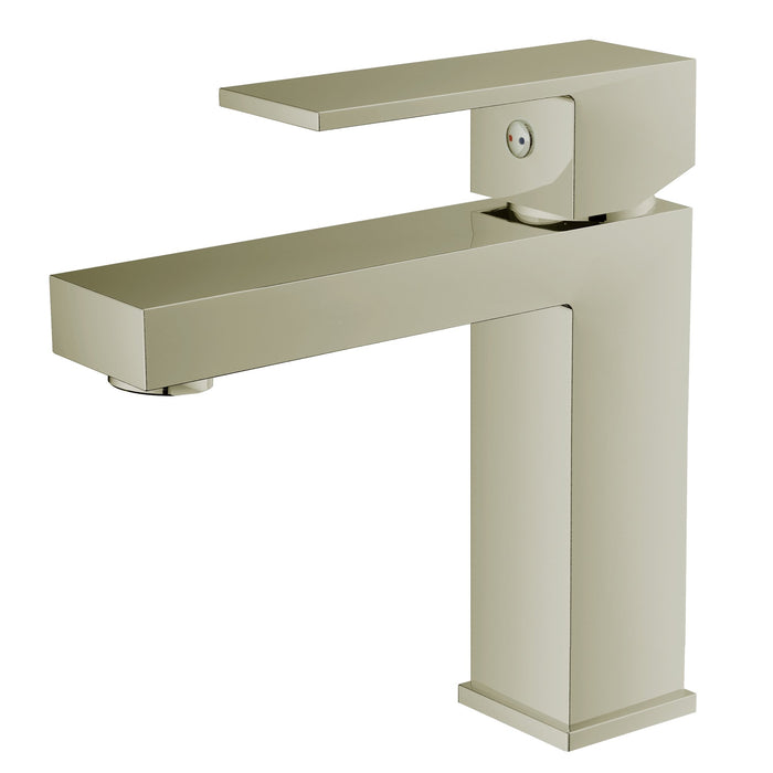 Aquamoon Milan Single Hole Mount Bathroom Vanity Faucet Brushed Nickel Finish