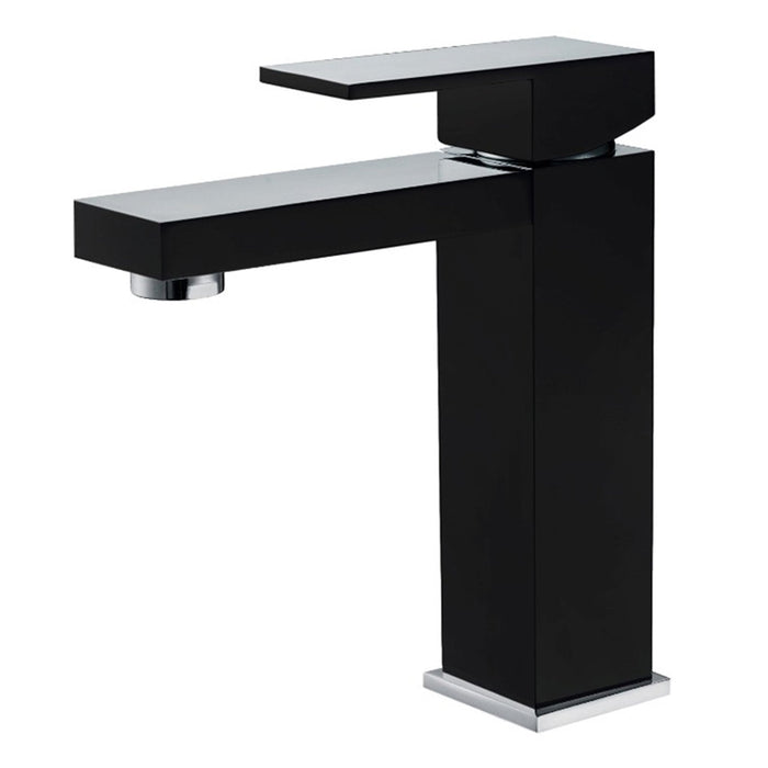 Aquamoon Milan Single Hole Mount Bathroom Vanity Faucet Black Finish