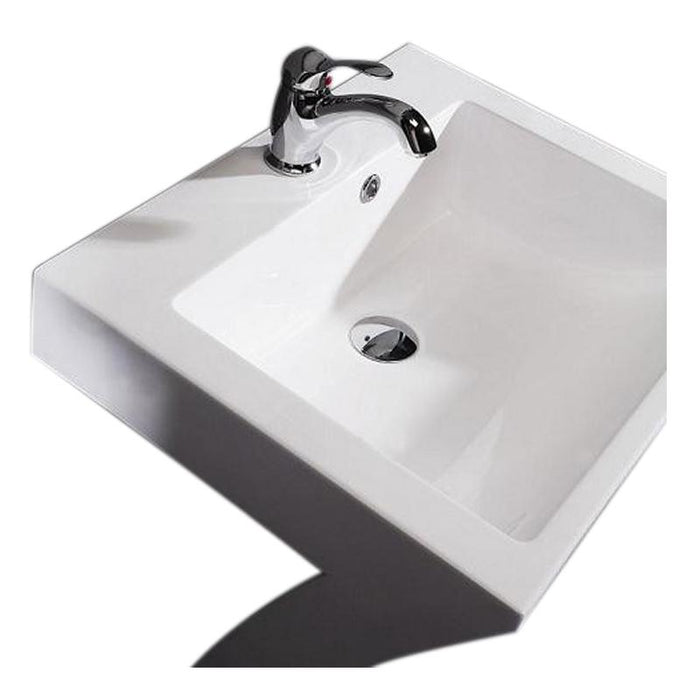 Aquamoon Radious 23.5"  Modern Pedestal Bathroom Sink With Single Hole Faucet And Overflow