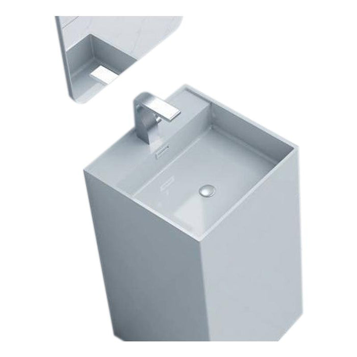 Aquamoon Squadra 18.5"  Modern Pedestal Bathroom Sink With Single Hole Faucet And Overflow