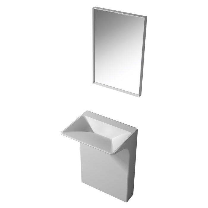 Aquamoon Star 23.5"  Solid Surface Modern Pedestal Bathroom Sink With Single Hole Faucet And Overflow