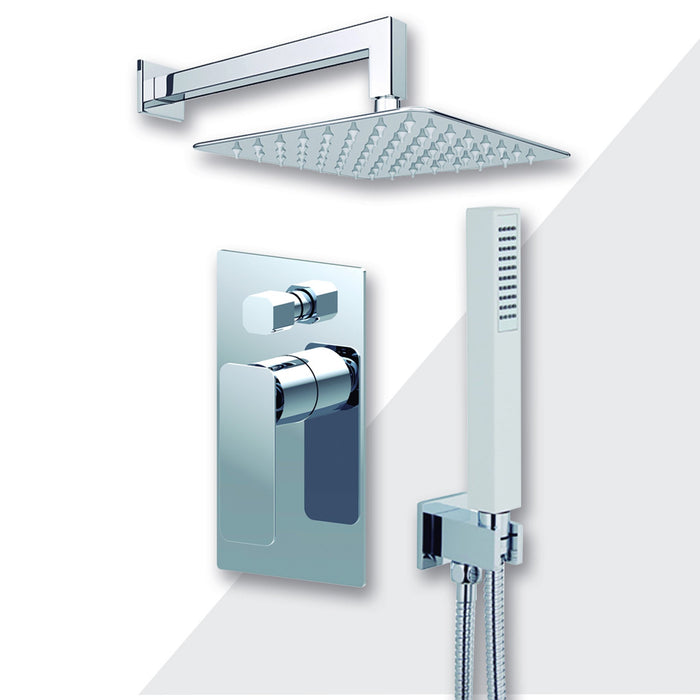 Aquamoon AXO Brush Nickel  Shower with Tub Spout and 12" Rain Shower Head, Ceiling Mounted Arm + Rough in + Trim Incluided SETAXO21222