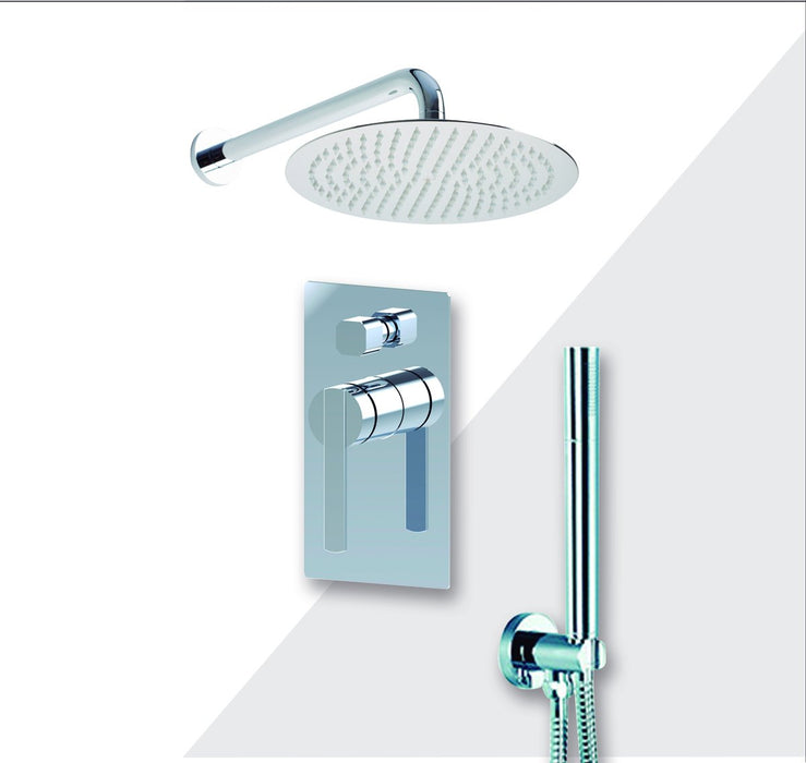Aquamoon BALI Brush Nickel   Bathroom Modern Rain Mixer Shower Combo Set Wall Mounted Rainfall Shower Head 12" + Rough in + Trim Incluided + Handheld SETBALI11232