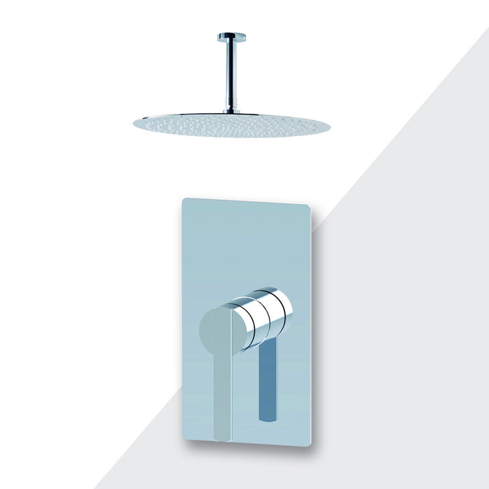 Aquamoon Bali Chrome  Bathroom Modern Rain Mixer Shower Combo Set Ceiling Arm Mounted + Rainfall Shower Head 12" + Rough In + Trim Included Setbali201211