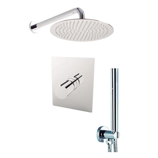 Aquamoon BARCELONA Chrome  Bathroom Modern Rain Mixer Shower Combo Set Wall Mounted Rainfall Shower Head 8" + Rough in + Trim Incluided + Handheld SETBAR10831