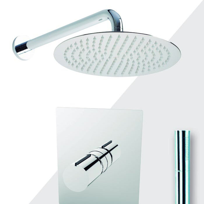 Aquamoon BARCELONA Brush Nickel   Bathroom Modern Rain Mixer Shower Combo Set Wall Mounted Rainfall Shower Head 12" + Rough in + Trim Incluided + Handheld SETBAR11232