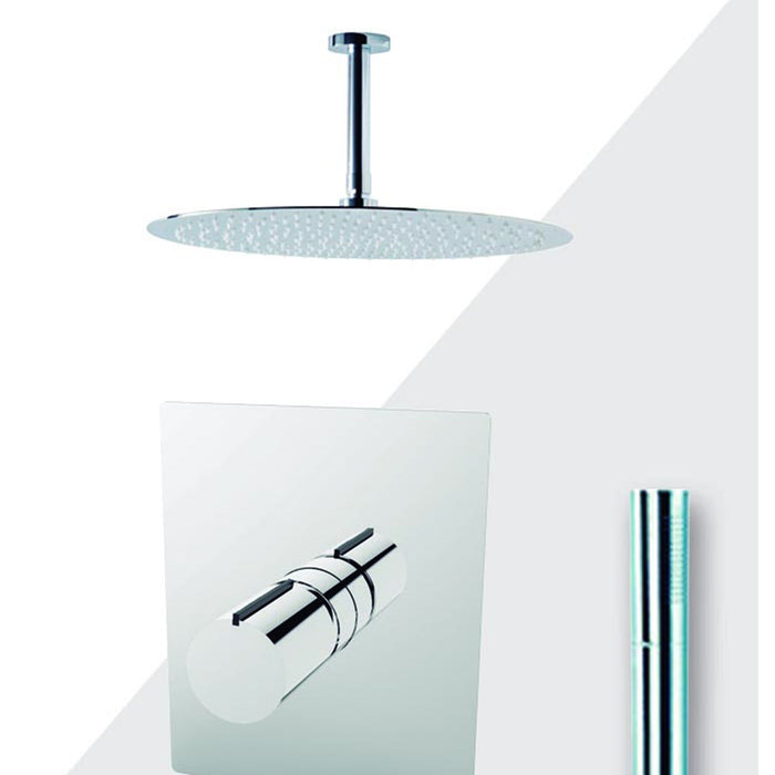 Aquamoon BARCELONA Brush Nickel  Bathroom Modern Rain Mixer Shower Combo Set Ceiling Arm Mounted + Rainfall Shower Head 12" + Rough in + Trim Incluided + Handheld SETBAR21232
