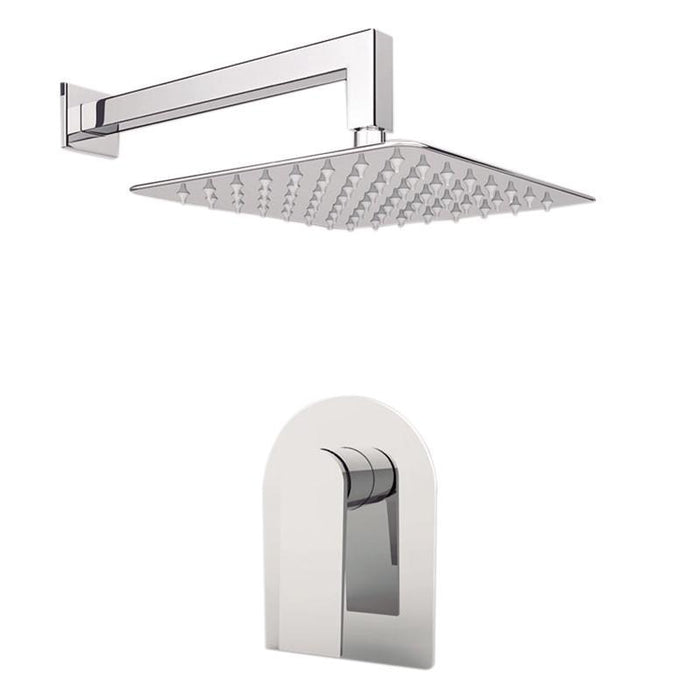 Aquamoon Havana Chrome  Bathroom Modern Rain Mixer Shower Combo Set Wall Mounted Rainfall Shower Head 8" + Rough In + Trim Included Sethav10811