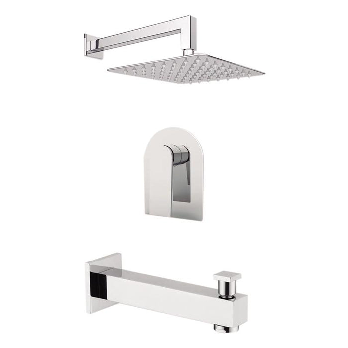 Aquamoon HAVANA Brush Nickel  Shower with Tub Spout and 12" Rain Shower Head, Wall Mounted Arm + Rough in + Trim Incluided SETHAV11222