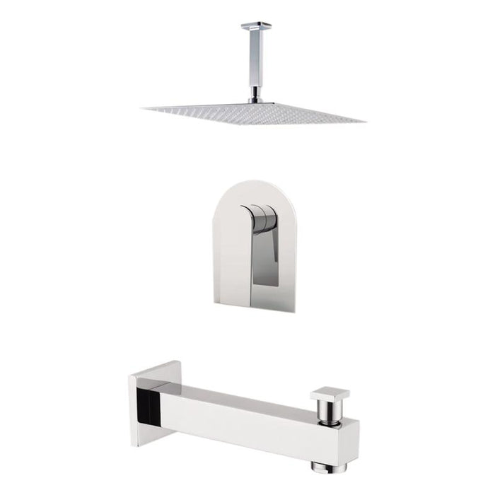 Aquamoon HAVANA Brush Nickel  Shower with Tub Spout and 8" Rain Shower Head, Ceiling Mounted Arm + Rough in + Trim Incluided SETHAV20822