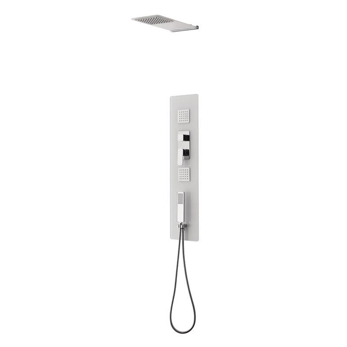 Aquamoon Capri Recessed Bathroom Shower Panel 63 X 9.75 With  Rainfall Shower Head + Handhled Shower + Massage Body Jets