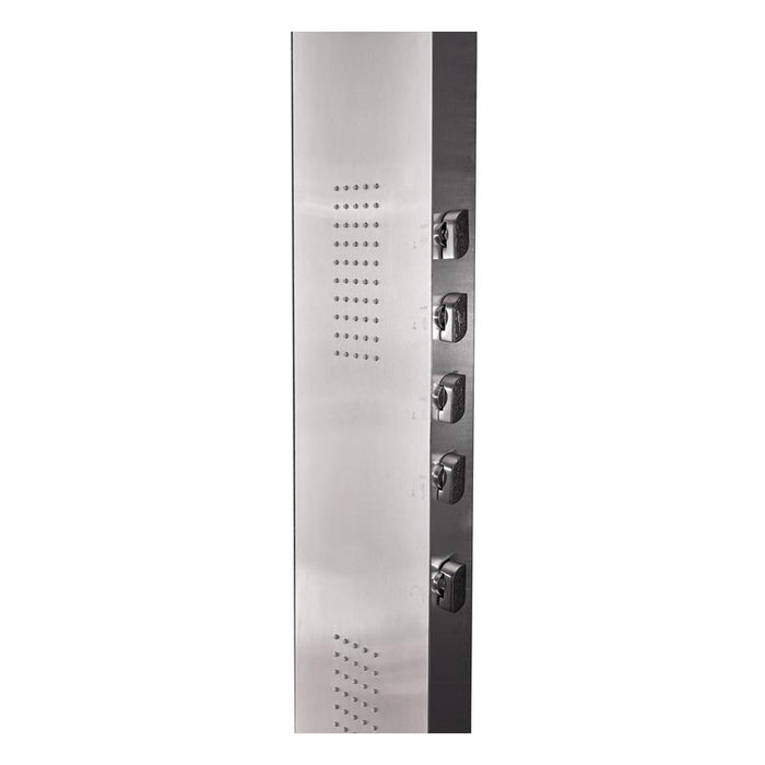 Aquamoon Aura Stainless Steel  Recessed Bathroom Shower Panel 63 X 9.75 With  Rainfall Shower Head + Handhled Shower + Massage Body Jets