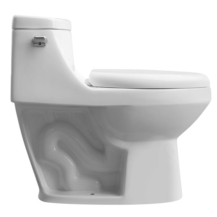 Aquamoon 212 Ada Single Flush Elongated One Piece Toilet With Soft Closing Seat, Water Sense, High-Efficiency, Color White