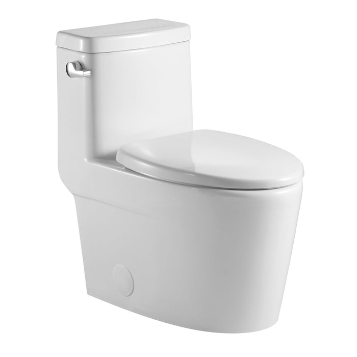 Aquamoon 328 Elongated One Piece Toilet With Soft Closing Seat, Water Sense, High-Efficiency, Color White