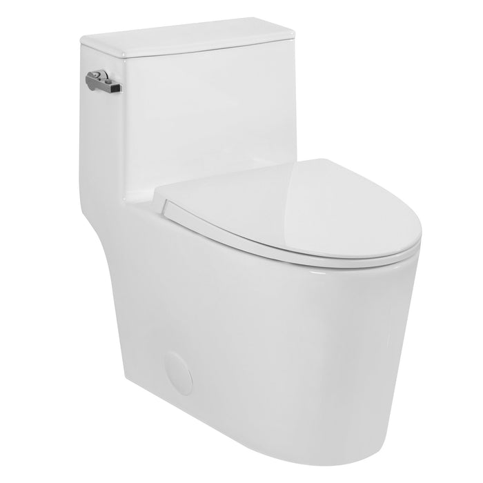 Aquamoon 335 Elongated One Piece Toilet With Soft Closing Seat, Water Sense, High-Efficiency, Color White