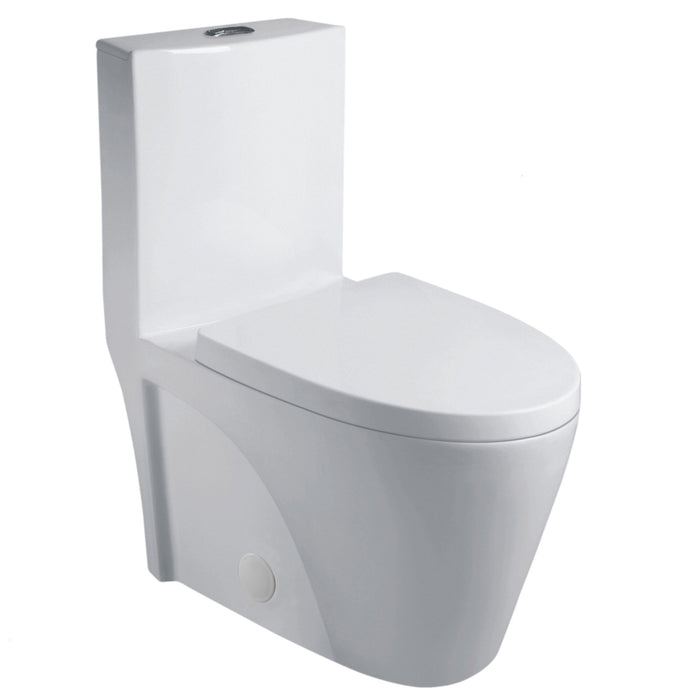 Aquamoon 382 Dual Flush Elongated One Piece Toilet With Soft Closing Seat, Water Sense, High-Efficiency, Color White