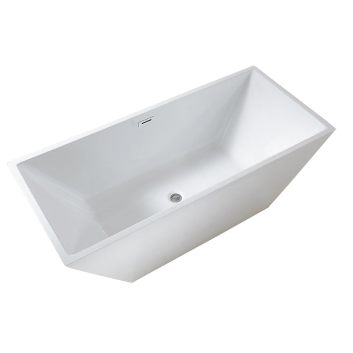 Aquamoon Spazio 60" Acrylic Freestanding Bathtub Contemporary Soaking Tub With Chrome Overflow And Drain Color White