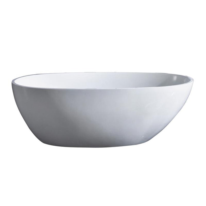Aquamoon Tenna 60" Acrylic Freestanding Bathtub Contemporary Soaking Tub With Chrome Overflow And Drain Color White