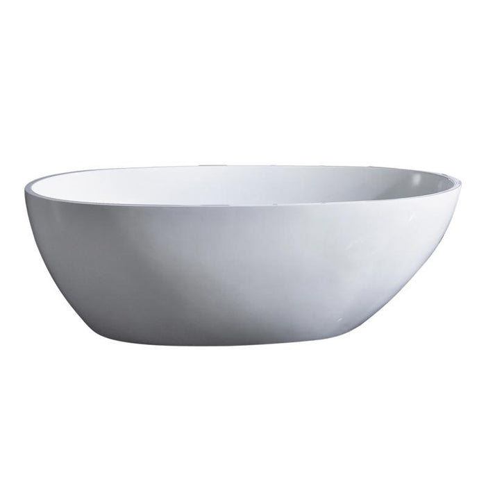 Aquamoon Tenna 60" Acrylic Freestanding Bathtub Contemporary Soaking Tub With Chrome Overflow And Drain Color White