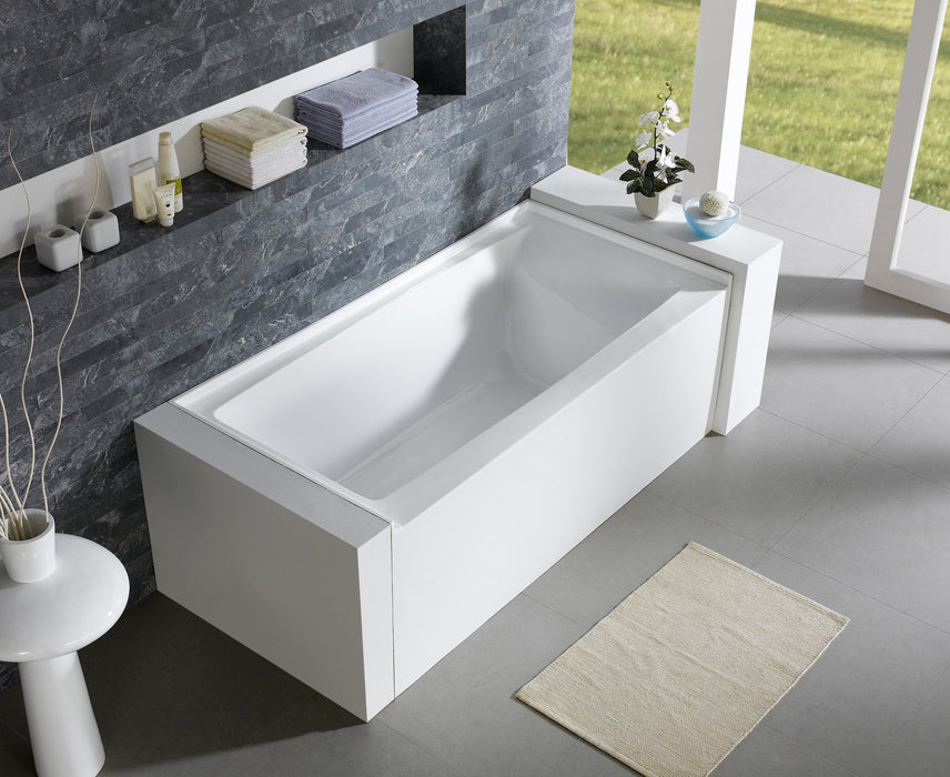 Aquamoon Turin 60"  Left Drain Acrylic Skirted Contemporary Tub Color White