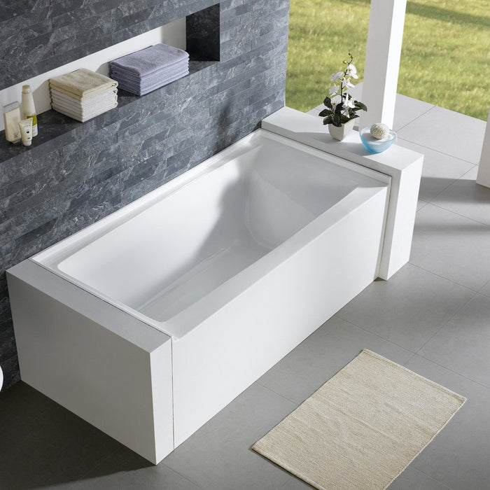 Aquamoon Turin 60"  Right Drain Acrylic Skirted Contemporary Tub Color White
