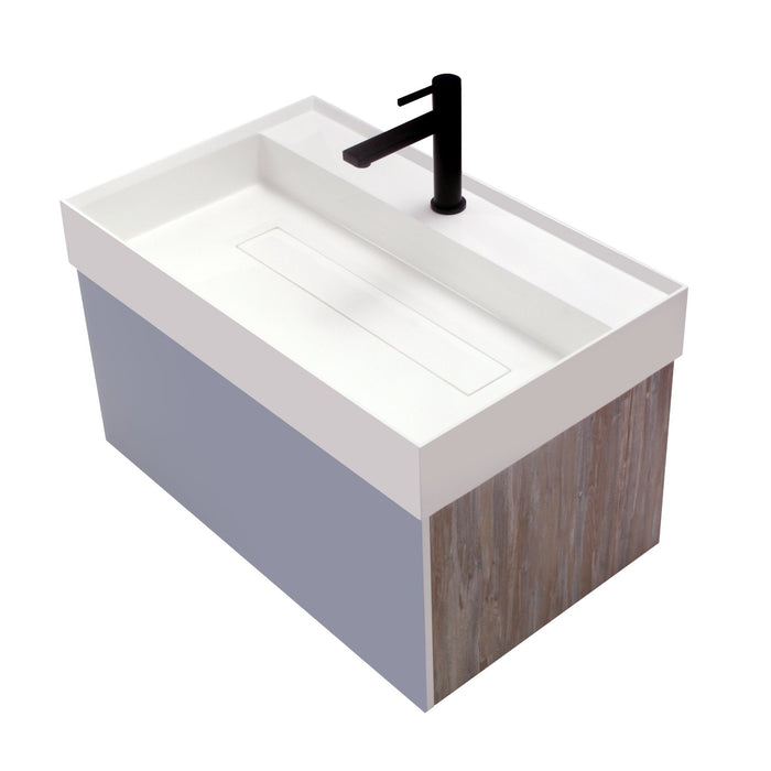 Aquamoon Brescia 30 Grey Wall Hung Modern Bathroom Vanity Set  W/Mirror