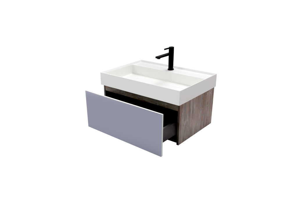 Aquamoon Brescia 30 Grey Wall Hung Modern Bathroom Vanity Set  W/Mirror
