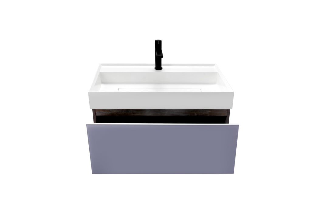 Aquamoon Brescia 30 Grey Wall Hung Modern Bathroom Vanity Set  W/Mirror