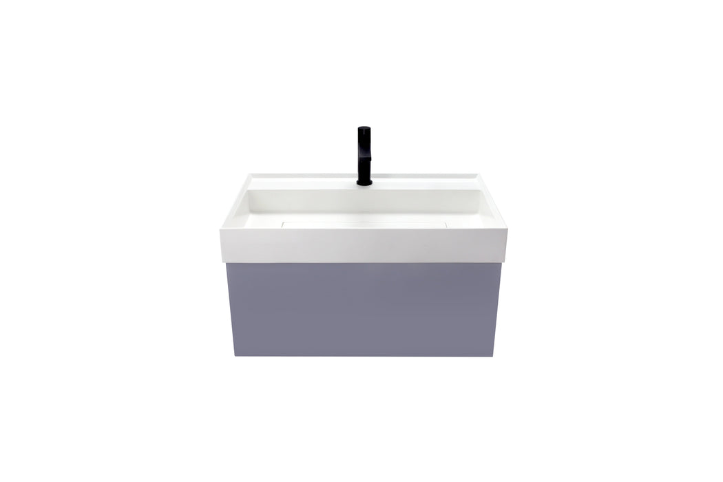 Aquamoon Brescia 30 Grey Wall Hung Modern Bathroom Vanity Set  W/Mirror