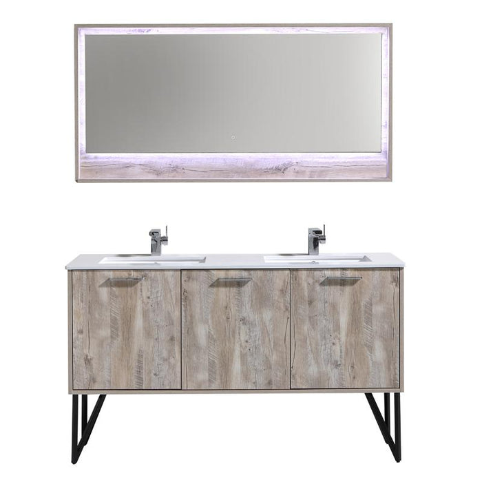 Aquamoon Canyon 60 Ashwood Double Sink Wall Mounted or Free Standing Modern Bathroom Vanity Set