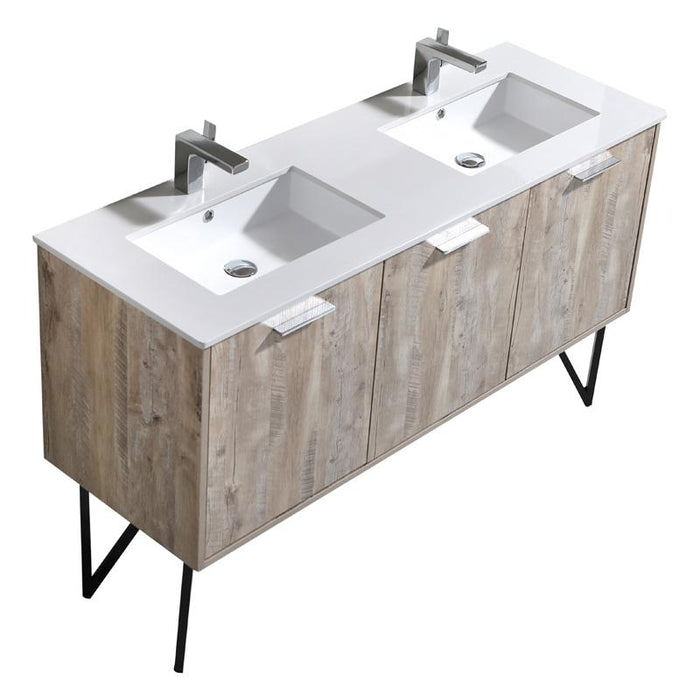 Aquamoon Canyon 60 Ashwood Double Sink Wall Mounted or Free Standing Modern Bathroom Vanity Set