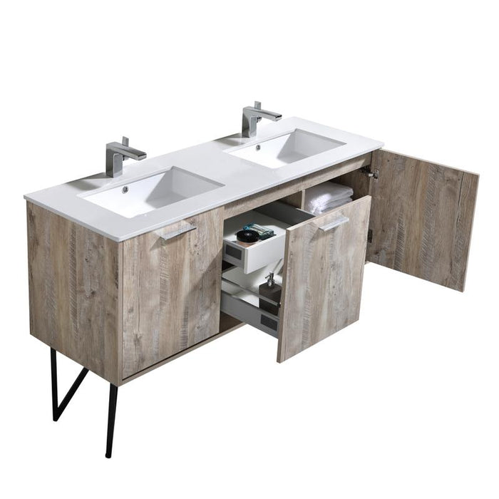 Aquamoon Canyon 60 Ashwood Double Sink Wall Mounted or Free Standing Modern Bathroom Vanity Set
