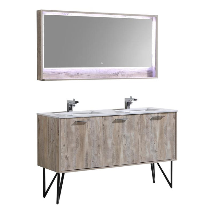 Aquamoon Canyon 60 Ashwood Double Sink Wall Mounted or Free Standing Modern Bathroom Vanity Set