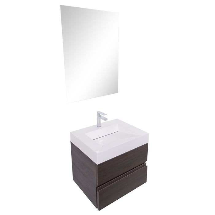 Aquamoon Contessa 24 Infinity Sink Wendge Wall Mounted Modern Bathroom Vanity Set