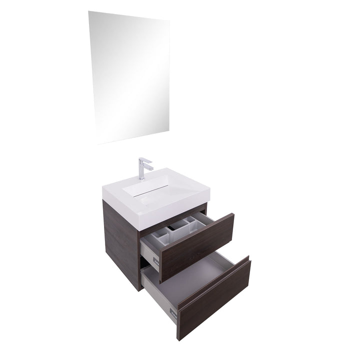 Aquamoon Contessa 24 Infinity Sink Wendge Wall Mounted Modern Bathroom Vanity Set