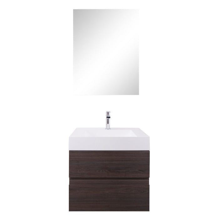 Aquamoon Contessa 24 Infinity Sink Wendge Wall Mounted Modern Bathroom Vanity Set