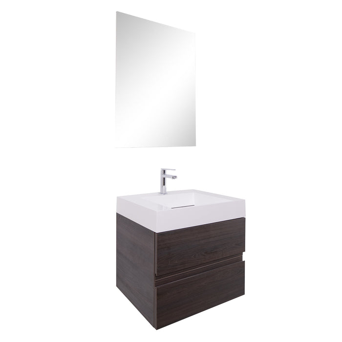 Aquamoon Contessa 24 Infinity Sink Wendge Wall Mounted Modern Bathroom Vanity Set