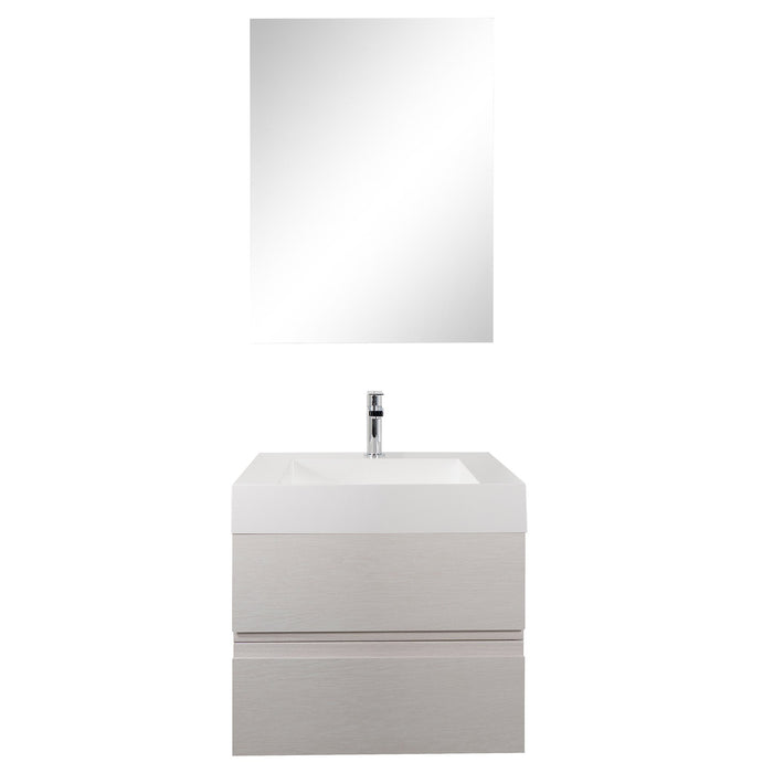 Aquamoon Contessa 24 Infinity Sink White Oak Wall Mounted Modern Bathroom Vanity Set