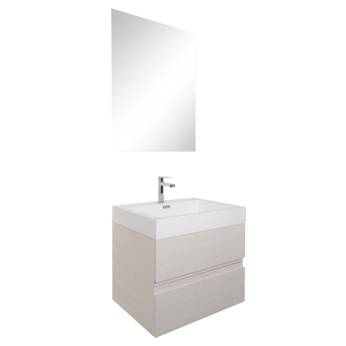 Aquamoon Contessa 24  White Oak Wall Mounted Modern Bathroom Vanity Set
