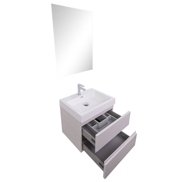Aquamoon Contessa 24  White Oak Wall Mounted Modern Bathroom Vanity Set
