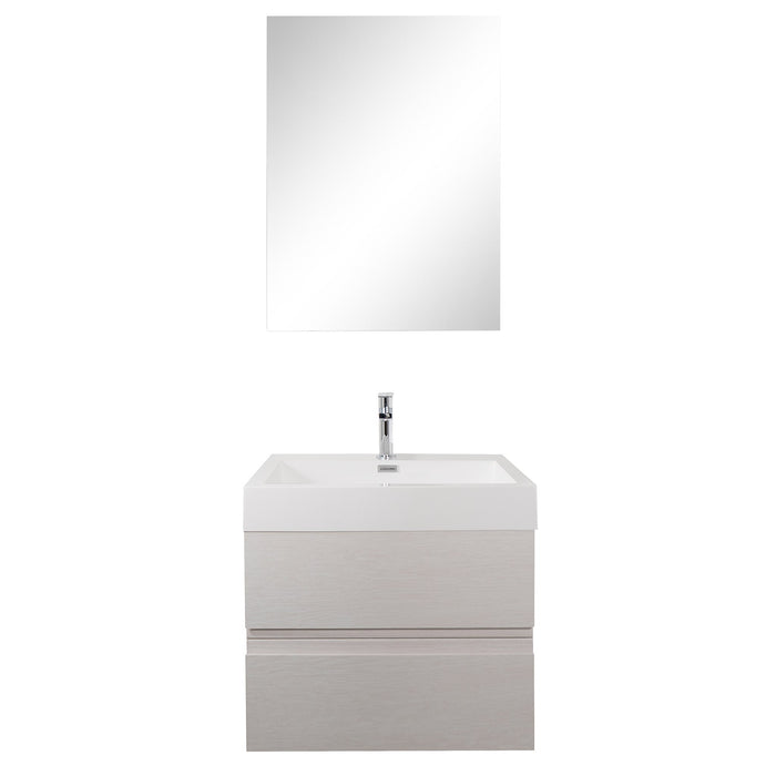 Aquamoon Contessa 24  White Oak Wall Mounted Modern Bathroom Vanity Set