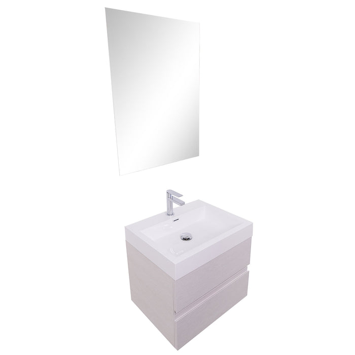 Aquamoon Contessa 24  White Oak Wall Mounted Modern Bathroom Vanity Set